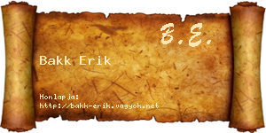Bakk Erik névjegykártya